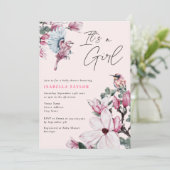 Het is een meisje roze Baby shower Kaart (Staand voorkant)