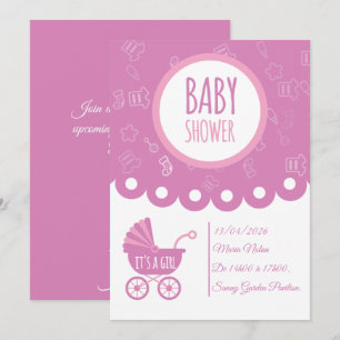 Het is een meisje Roze baby shower kaart Schatti