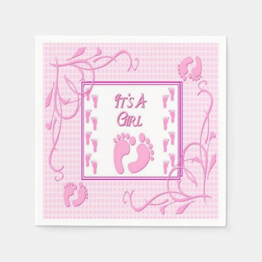 Het is een meisje roze Baby shower Napkins Servet (Voorkant)