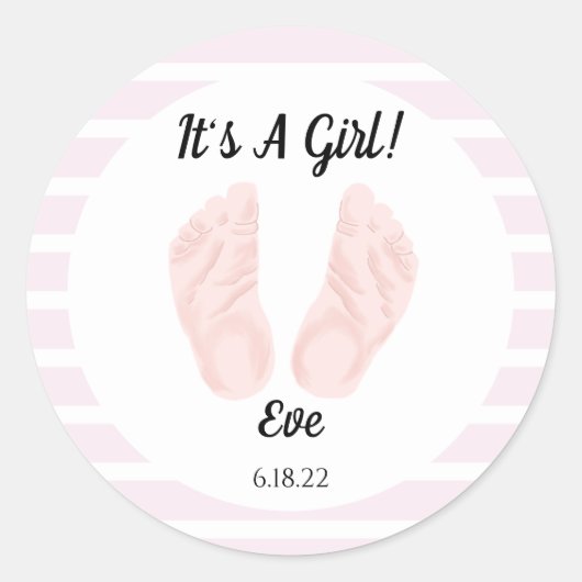Het is een meisje, roze Baby shower Ronde Sticker (Voorkant)