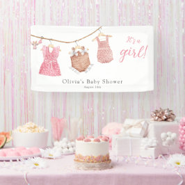Het is een meisje roze Baby shower Spandoek