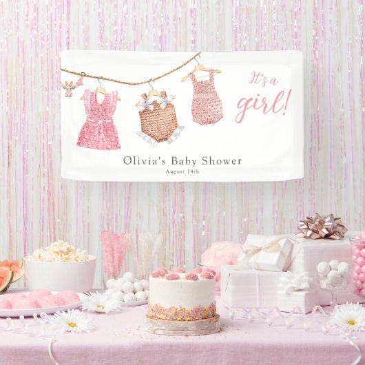 Het is een meisje roze Baby shower Spandoek (Feest)