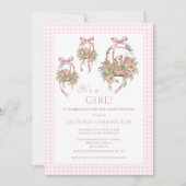 Het is een meisje roze  Baby shower uitnodiging (Voorkant)