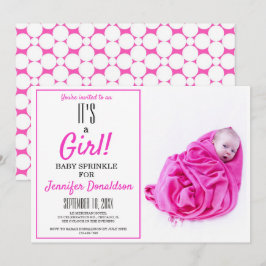Het is een meisje! Roze Baby Sprinkle Fotouitnodig Kaart