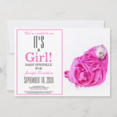 Het is een meisje! Roze Baby Sprinkle Fotouitnodig Kaart (Voorkant)