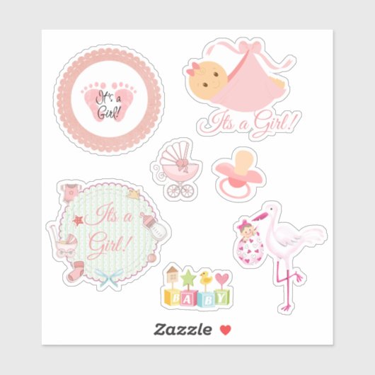 Het is een meisje roze Baby Stickers (Vel)