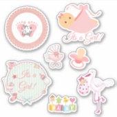 Het is een meisje roze Baby Stickers (Voorkant)