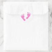 Het is een meisje - roze Baby voeten Ronde Sticker (Tas)
