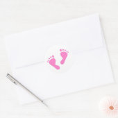 Het is een meisje - roze Baby voeten Ronde Sticker (Envelop)
