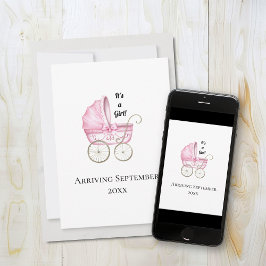 Het is een meisje! Roze Baby Zwangerschapsaankondi Aankondiging