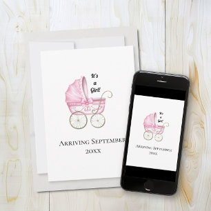 Het is een meisje! Roze Baby Zwangerschapsaankondi Aankondiging