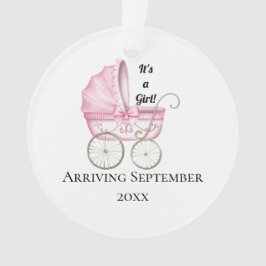Het is een meisje! Roze Baby Zwangerschapsaankondi Ornament