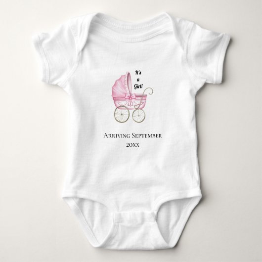 Het is een meisje! Roze Baby Zwangerschapsaankondi Romper (Voorkant)