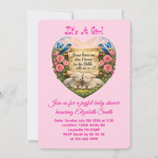Het is een meisje Roze babyshower uitnodiging