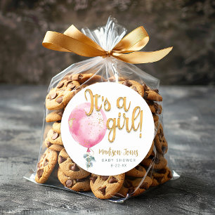 Het is een meisje roze ballon Baby shower Sticker