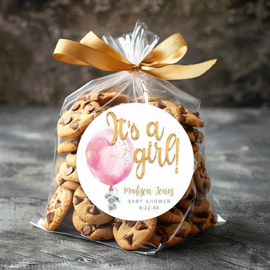 Het is een meisje roze ballon Baby shower Sticker