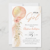 Het is een meisje roze ballon eucalyptus baby show kaart (Voorkant)