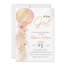 Het is een meisje roze ballon eucalyptus baby show