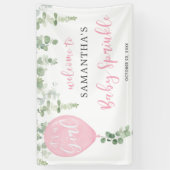 Het is een meisje roze ballon eucalyptus baby spri spandoek (Verticaal)