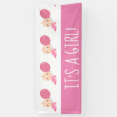 Het is een meisje roze ballon welkom thuis banner (Verticaal)