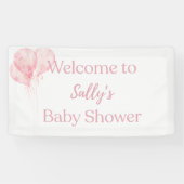 Het is een meisje Roze ballonnen Baby Shower Welko Spandoek (Horizontaal)