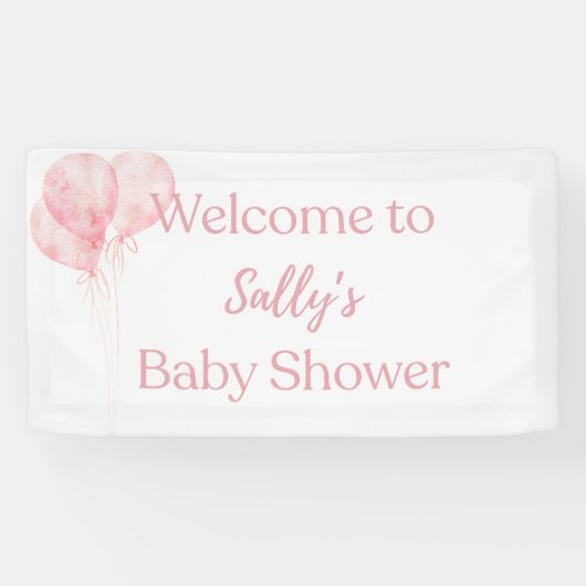 Het is een meisje Roze ballonnen Baby Shower Welko Spandoek (Horizontaal)