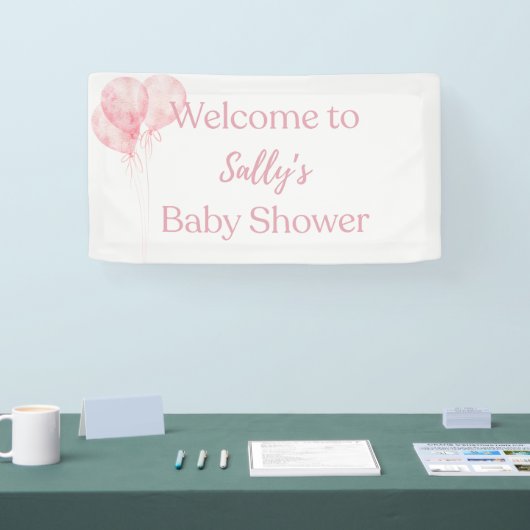 Het is een meisje Roze ballonnen Baby Shower Welko Spandoek (Beurs)