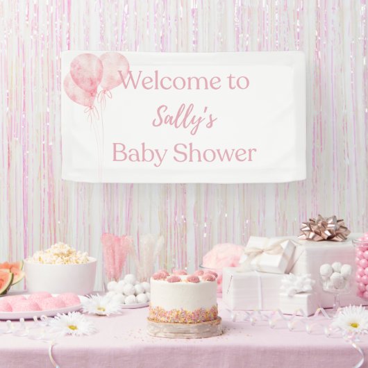 Het is een meisje Roze ballonnen Baby Shower Welko Spandoek (Feest)
