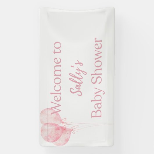 Het is een meisje Roze ballonnen Baby Shower Welko Spandoek (Verticaal)