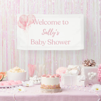 Het is een meisje Roze ballonnen babyshower welkom Spandoek