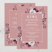 Het is een meisje roze bloem alles in één Baby sho Kaart (Voorkant / Achterkant)