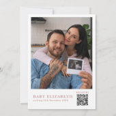 Het Is Een Meisje Roze Bloem Foto QR Code Baby Sho Kaart (Achterkant)