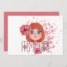 Het is een meisje, roze bloem, meisje, geboorte