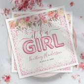 Het is een Meisje Roze Bloemen Baby shower servett Servet