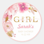 Het is een meisje roze bloemen Baby shower Sticker (Voorkant)