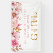 Het is een Meisje Roze Bloemen Baby shower Welkom  Spandoek (Verticaal)