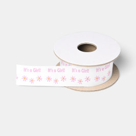 Het is een meisje! Roze Bloemen Nieuwe Baby Satijnen Lint