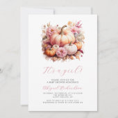 Het is een Meisje Roze Bloemen Pompoenen Herfst Ba Kaart (Voorkant)