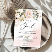 Het is een meisje roze bloemengouden boho baby sho kaart