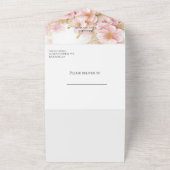 Het is een meisje roze bloesem all in one uitnodiging (Buitenkant)