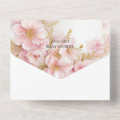 Het is een meisje roze bloesem all in one uitnodiging (Achterkant)