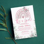 het is een meisje roze boho floral baby shower reg kaart