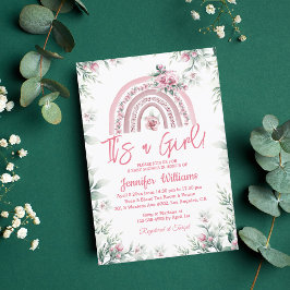 het is een meisje roze boho floral baby shower reg kaart