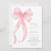 Het is een meisje roze boog coquette Baby shower Kaart (Voorkant)