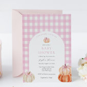 Het is een meisje roze boog pompoen Baby shower bo Kaart
