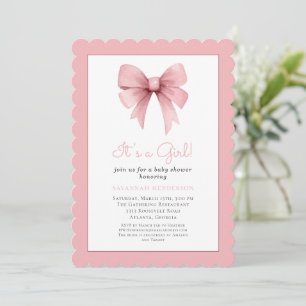 Het is een Meisje Roze Bow Baby shower Uitnodiging