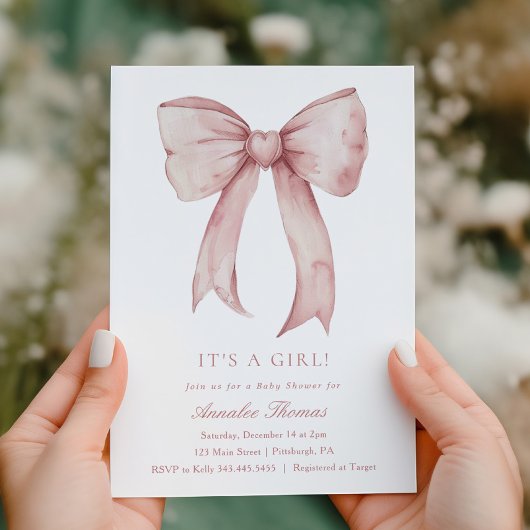 Het is een meisje roze Bow Girl Baby shower Kaart