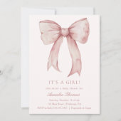 Het is een meisje roze Bow Girl Baby shower Kaart (Voorkant)