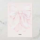 Het is een Meisje Roze Bow Modern Elegant Baby sho Folie Uitnodiging (Achterkant)