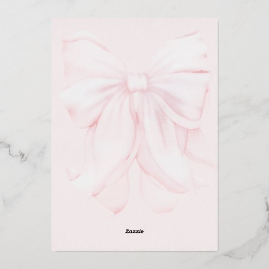 Het is een Meisje Roze Bow Modern Elegant Baby sho Folie Uitnodiging (Achterkant)